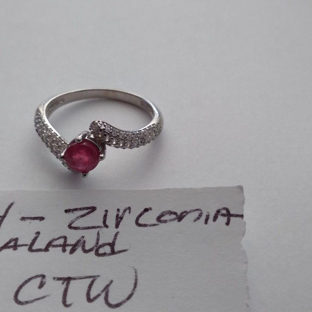 Ruby Wrapped With Cubic Zirconia And Silver Ring … - image 3